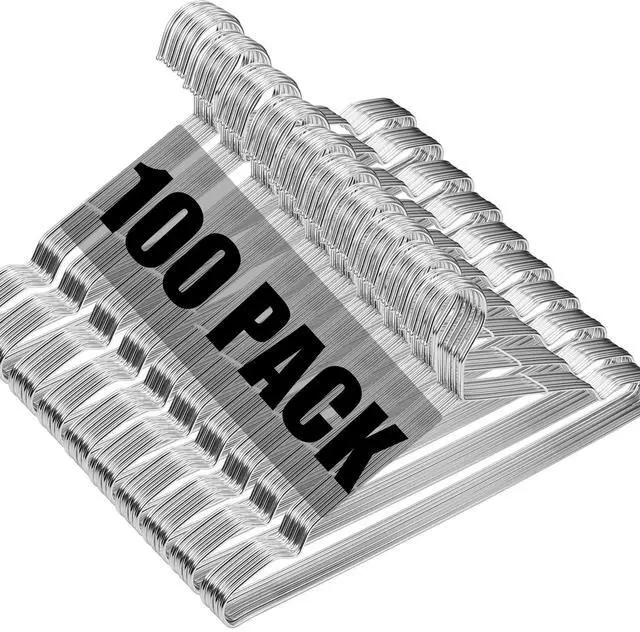 Main image of Hangers 100 Pack Wire Hangers Heavy Duty Clothes Hanger Ultra Thin Space Saving Metal Hangers16.5in