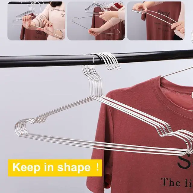 Alt view image 3 of 6 - Hangers 100 Pack Wire Hangers Heavy Duty Clothes Hanger Ultra Thin Space Saving Metal Hangers16.5in