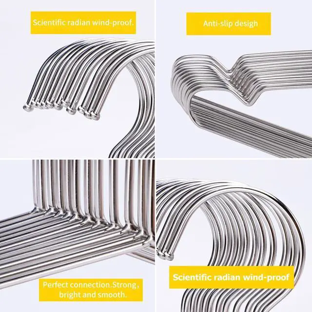 Alt view image 4 of 6 - Hangers 100 Pack Wire Hangers Heavy Duty Clothes Hanger Ultra Thin Space Saving Metal Hangers16.5in