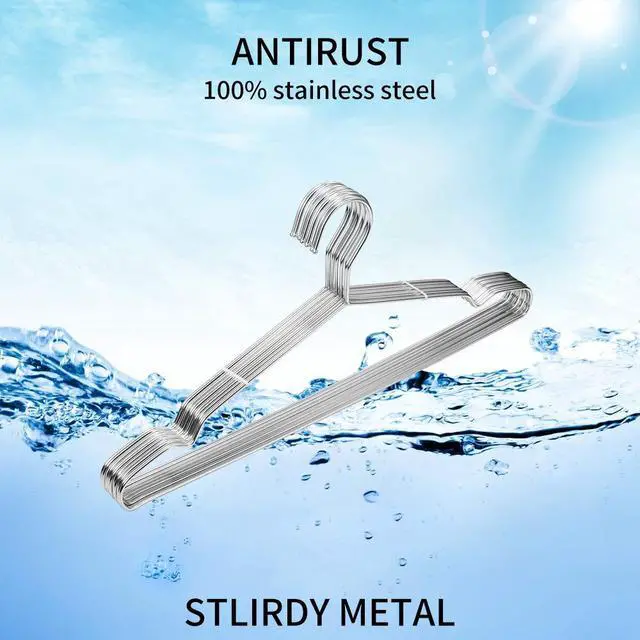 Alt view image 6 of 6 - Hangers 100 Pack Wire Hangers Heavy Duty Clothes Hanger Ultra Thin Space Saving Metal Hangers16.5in