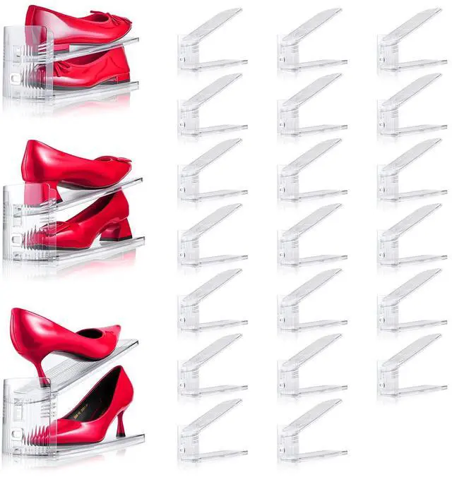 Main image of 20PACK Shoe Slots Organizer for Closet,Adjustable Shoe Rack Holder Shoe Space Savers Double Layer Stack Shoe Racks for Closet Organization(Transparent)