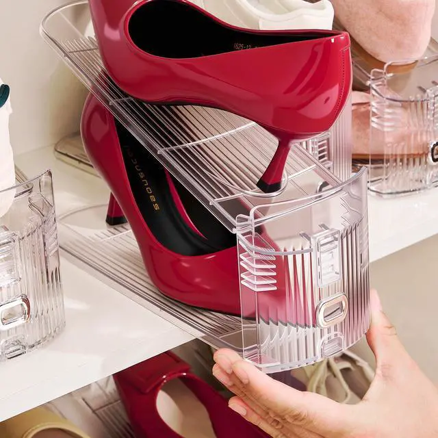 Alt view image 2 of 7 - 20PACK Shoe Slots Organizer for Closet,Adjustable Shoe Rack Holder Shoe Space Savers Double Layer Stack Shoe Racks for Closet Organization(Transparent)