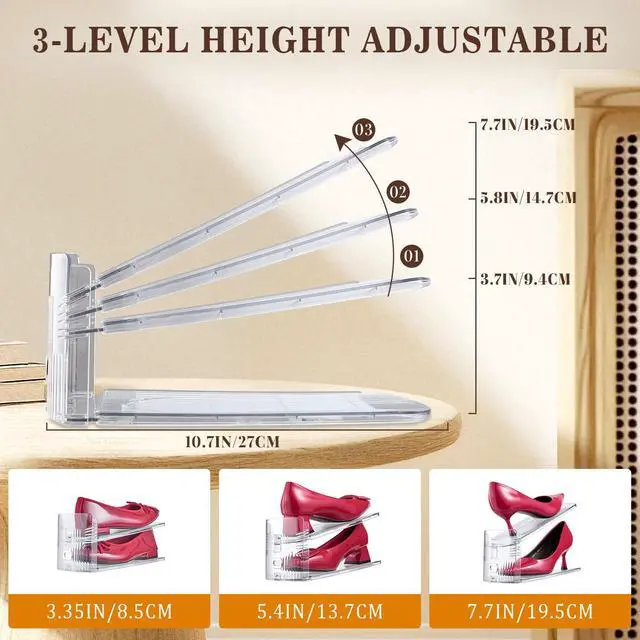 Alt view image 4 of 7 - 20PACK Shoe Slots Organizer for Closet,Adjustable Shoe Rack Holder Shoe Space Savers Double Layer Stack Shoe Racks for Closet Organization(Transparent)