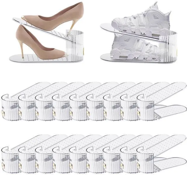 Main image of Clear 20 Pack Shoe Slot Organizer, Shoe Stacker Organizer Holders for A Pair of Shoes, Adjustable Thickening Double Layer 50% Shoe Space Saver Rack Storage for Closet (clear, 20 pack)