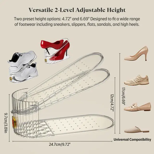 Alt view image 3 of 7 - Clear 20 Pack Shoe Slot Organizer, Shoe Stacker Organizer Holders for A Pair of Shoes, Adjustable Thickening Double Layer 50% Shoe Space Saver Rack Storage for Closet (clear, 20 pack)