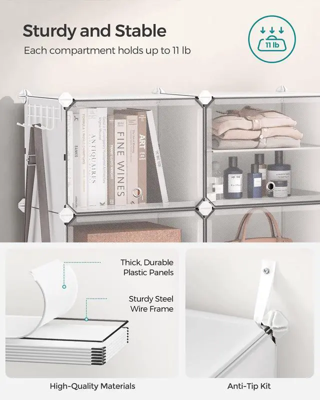 Alt view image 4 of 7 - Shoe Rack Organizer, 8-Tier Shoe Storage Cabinet for Closet and Entryway, Holds 32 Pairs of Shoes, Adjustable, Cloud White and Transparent ULPC034W01