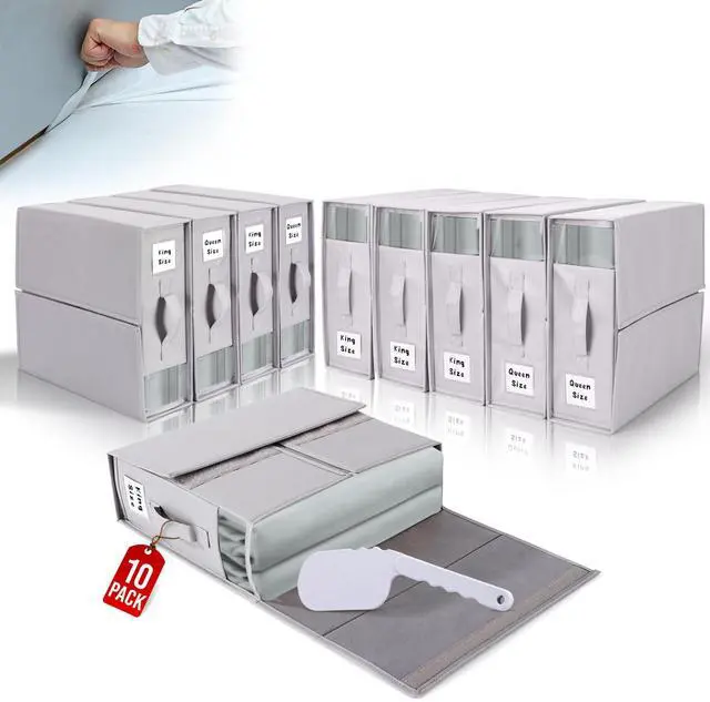 Main image of 10 Pack Bed Sheet Organizers and Storage with 1 Bed Sheet Tucker