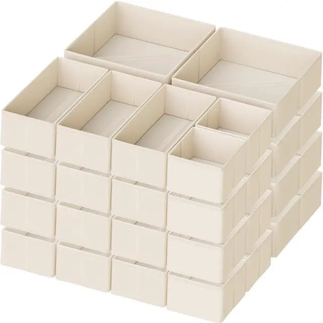 Main image of Drawer Organizer Clothes, 24 Pack Dresser Organizer for Baby Clothes, Underwear, Sock- Foldable Closet Organization and Storage Dividers Bins for Nursery, Bedroom and Dorm (Beige)