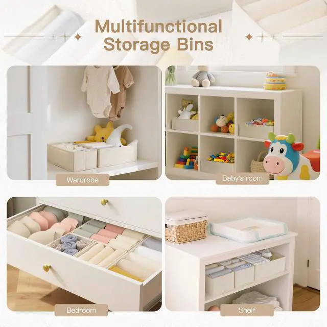 Alt view image 6 of 7 - Drawer Organizer Clothes, 24 Pack Dresser Organizer for Baby Clothes, Underwear, Sock- Foldable Closet Organization and Storage Dividers Bins for Nursery, Bedroom and Dorm (Beige)