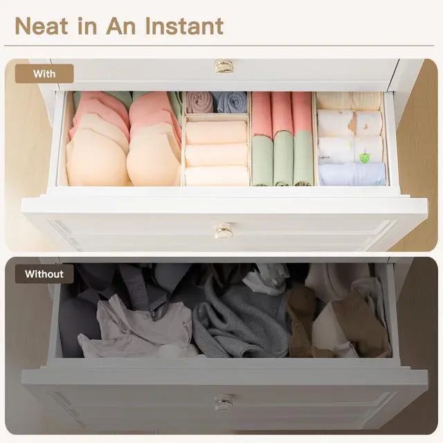 Alt view image 4 of 7 - Drawer Organizer Clothes, 24 Pack Dresser Organizer for Baby Clothes, Underwear, Sock- Foldable Closet Organization and Storage Dividers Bins for Nursery, Bedroom and Dorm (Beige)
