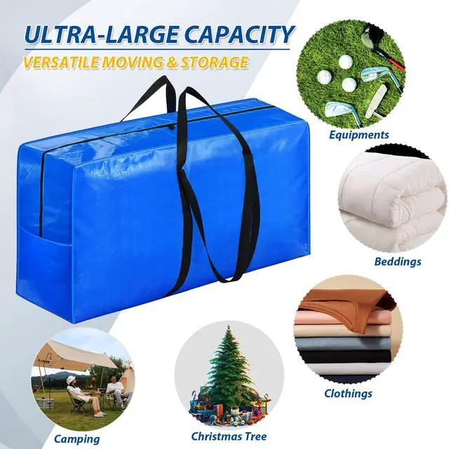 Alt view image 5 of 5 - 155 Gallon Extra Large Storage Bags, Zippered Outdoor Cushion Furniture Storage Bag with Handles,Jumbo Large Moving Bags Heavy Duty, Christmas Tree Bag, 60x30x20 inch - 2PACK