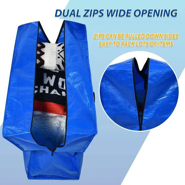Alt view image 3 of 5 - 155 Gallon Extra Large Storage Bags, Zippered Outdoor Cushion Furniture Storage Bag with Handles,Jumbo Large Moving Bags Heavy Duty, Christmas Tree Bag, 60x30x20 inch - 2PACK