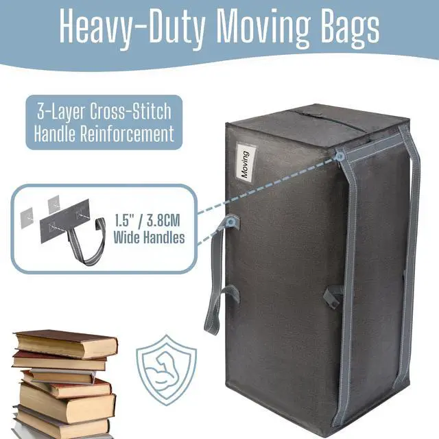 Alt view image 3 of 7 - 10 Pack Heavy Duty Moving Bags with Backpack Straps, Zippers & Handles, Extra Large Packing Bags for College Dorm Essentials, Moving Supplies Alternative to Cardboard Moving Boxes