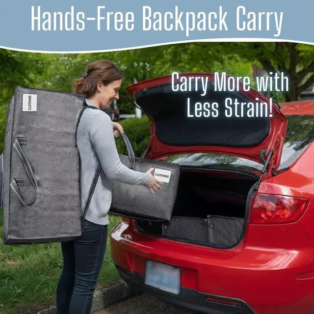 Alt view image 4 of 7 - 10 Pack Heavy Duty Moving Bags with Backpack Straps, Zippers & Handles, Extra Large Packing Bags for College Dorm Essentials, Moving Supplies Alternative to Cardboard Moving Boxes
