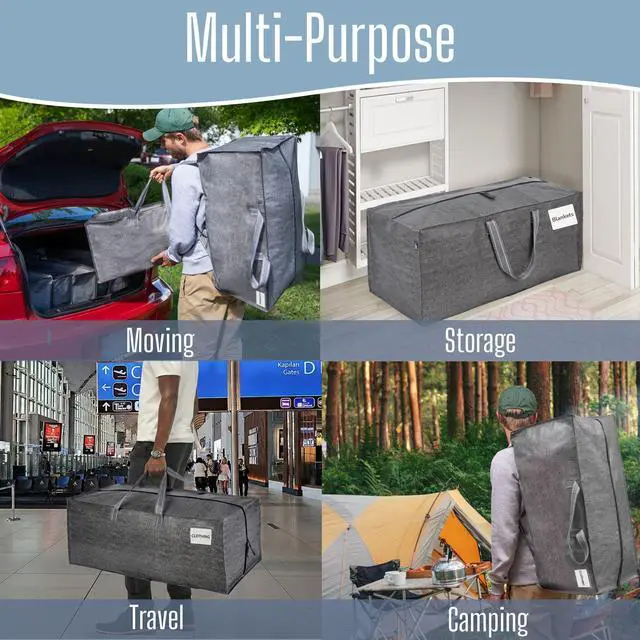 Alt view image 7 of 7 - 10 Pack Heavy Duty Moving Bags with Backpack Straps, Zippers & Handles, Extra Large Packing Bags for College Dorm Essentials, Moving Supplies Alternative to Cardboard Moving Boxes