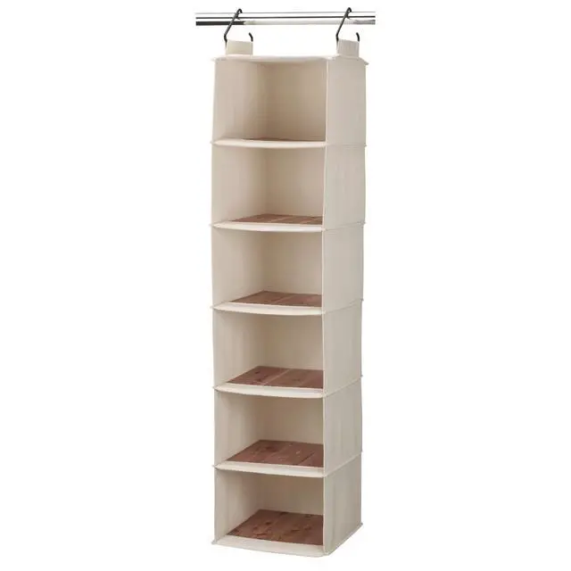 Alt view image 6 of 7 - Cedarline 6Shelf Hanging Closet Organizer in HeavyDuty Cotton Canvas, Cream