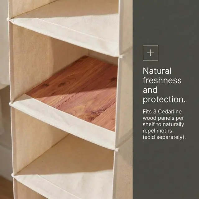 Alt view image 5 of 7 - Cedarline 6Shelf Hanging Closet Organizer in HeavyDuty Cotton Canvas, Cream