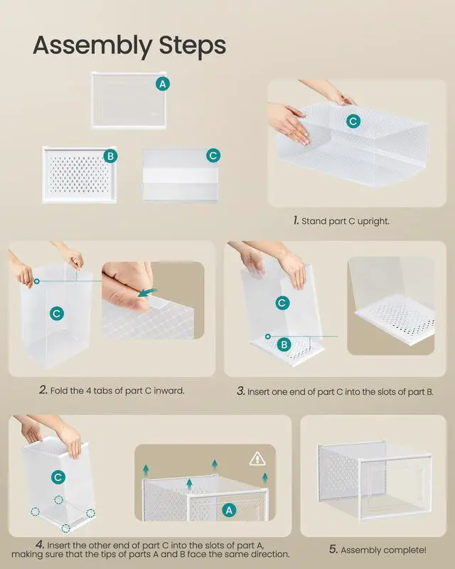 Alt view image 7 of 7 - Shoe Boxes, Pack of 12 Shoe Storage Organizers, Stackable Clear Plastic Boxes for Closet, Sneakers, 13.1 x 9.9 x 7.4 Inches, Transparent and White ULSP12MWT