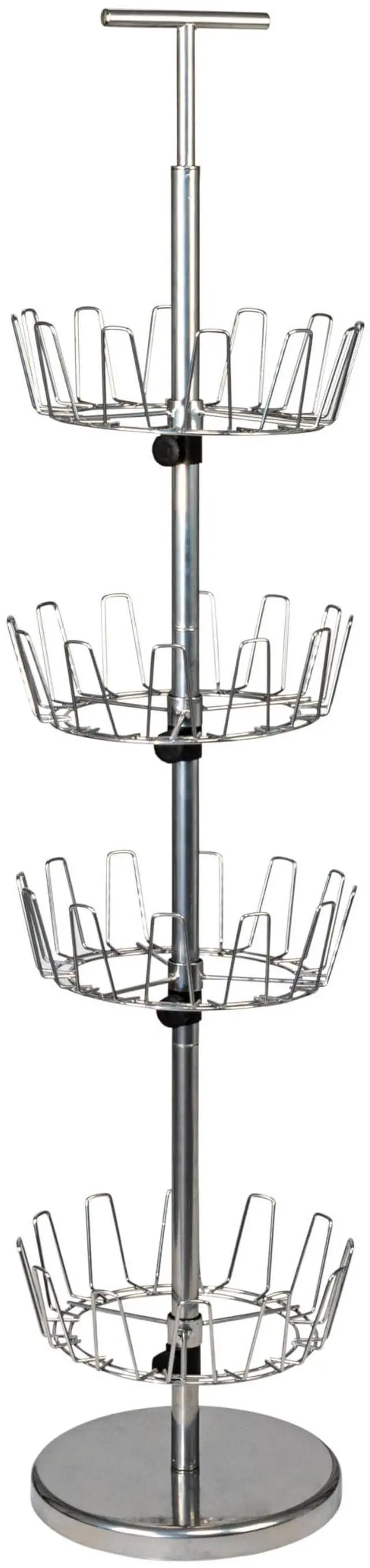 Main image of 4-Tier Revolving Shoe Tree, Heavy-Duty Steel with Stabilized Base, Holds 24 Pairs of Shoes, Great for Most Styles, Chromelike Finish