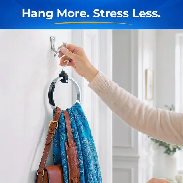 Alt view image 7 of 7 - Premium Closet Organizer, Rotating Aluminum Ring Hanger with 360° Swivel Hook, Space Saving Accessory Holder for Belts, Ties, Hats, Scarves, Purses & Handbags | Closet Organizer (3 Pack)