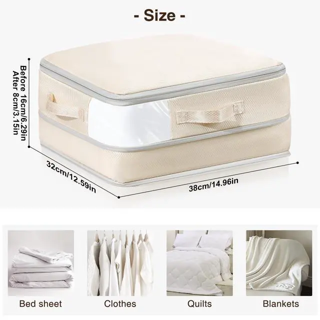 Alt view image 2 of 7 - Clothes Storage Bag 8 Pack, 19L Compression Storage Bags for Sweater, Closet, Sheet Storage Organizer with Window Handle, Compression Packing Cubes Space Saver Storage Bags with Zipper
