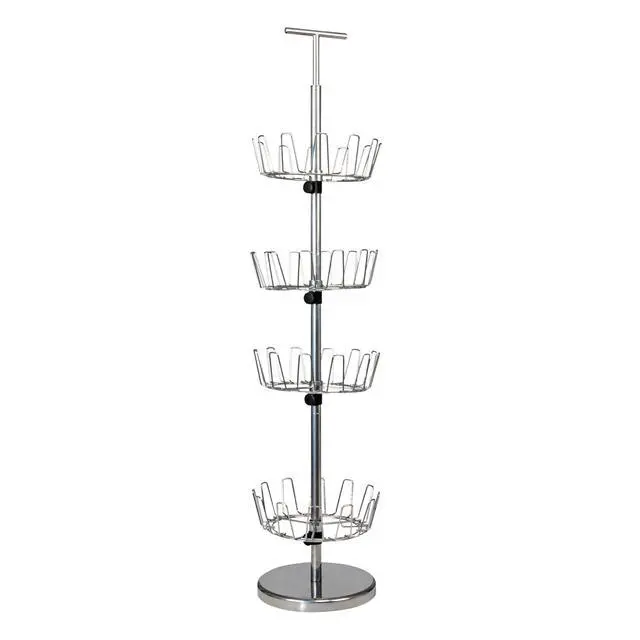 Alt view image 5 of 7 - 4-Tier Revolving Shoe Tree, Heavy-Duty Steel with Stabilized Base, Holds 24 Pairs of Shoes, Great for Most Styles, Chromelike Finish