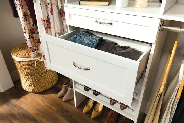 Alt view image 3 of 6 - SuiteSymphony Wood Closet Drawer, Storage Tower Add On Accessory, Shaker Style, 25 x 10, Pure White