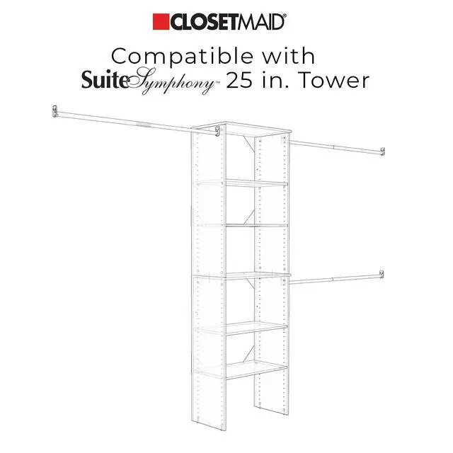 Alt view image 5 of 6 - SuiteSymphony Wood Closet Drawer, Storage Tower Add On Accessory, Shaker Style, 25 x 10, Pure White