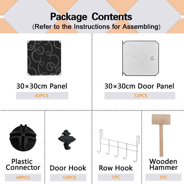 Alt view image 7 of 7 - Cube Storage Organizer with Doors, 12-Cube Shelves, Closet Cabinet, DIY Plastic Modular Bookshelf Ideal for Bedroom, Living Room, 36.6L x 12.4W x 48.4H Black USHS3012B-DOOR