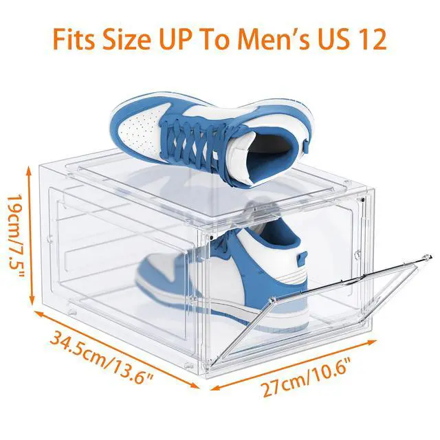 Alt view image 3 of 7 - Shoe Storage, 8 Pack Shoe Organizer Clear Hard Plastic Shoe Box, Shoe Boxes Clear Plastic Stackable, Shoe Boxes with Lids for Size 13