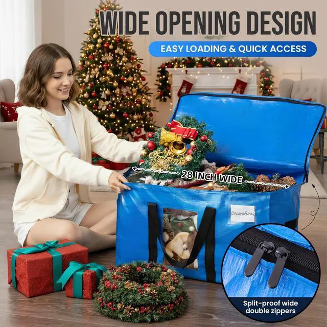 Alt view image 4 of 7 - Extra Large Moving Bags, 8 Pack Blue Heavy Duty Totes For Storage with Visible Window, Wrap Around Handles, Storage Bags for Space Saving, Alternative to Moving Boxes