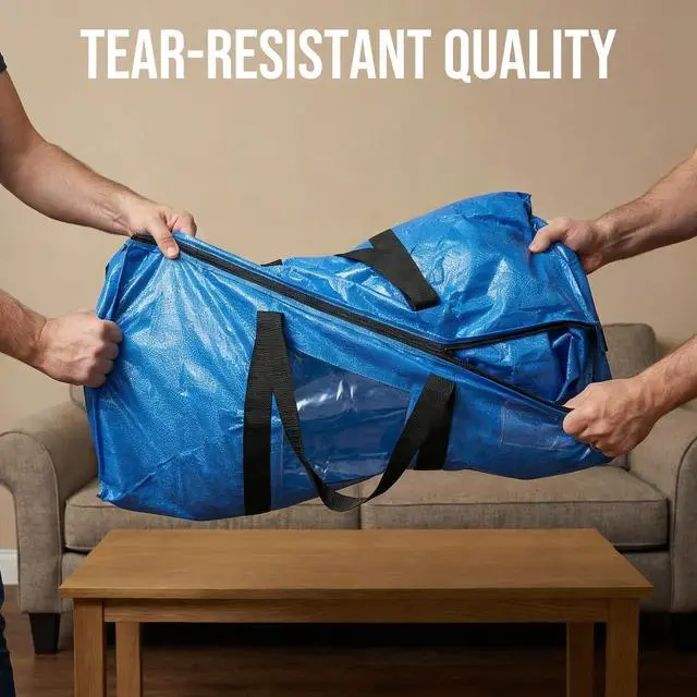 Alt view image 7 of 7 - Extra Large Moving Bags, 8 Pack Blue Heavy Duty Totes For Storage with Visible Window, Wrap Around Handles, Storage Bags for Space Saving, Alternative to Moving Boxes