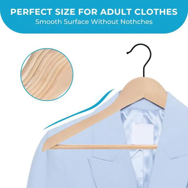 Alt view image 4 of 7 - Wooden Coat Hangers, 30 Pack High Grade Wood Suit Hangers with Non Slip Pant Bar - Extra Smooth and Splinter Free, Unvarnished