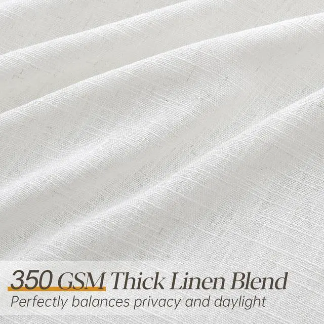 Alt view image 3 of 7 - Pinch Pleated Linen Curtains 90 Inches Long for Living Dining Room Bedroom 2 Panel Set Natural Cream Birch Pinch Pleat Curtain 90 Inch Neutral Boho Floor to Ceiling Curtains Semi Sheer Linen Drapes