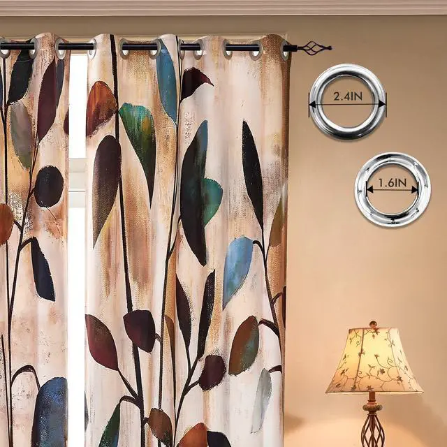 Alt view image 3 of 7 - Light Flitering Curtains 52Wx95L, Room Darkening Vibrant Floral Drapes, 50% Blackout, Semi Sheer Boho Farmhouse Curtains for Living Room, Brown