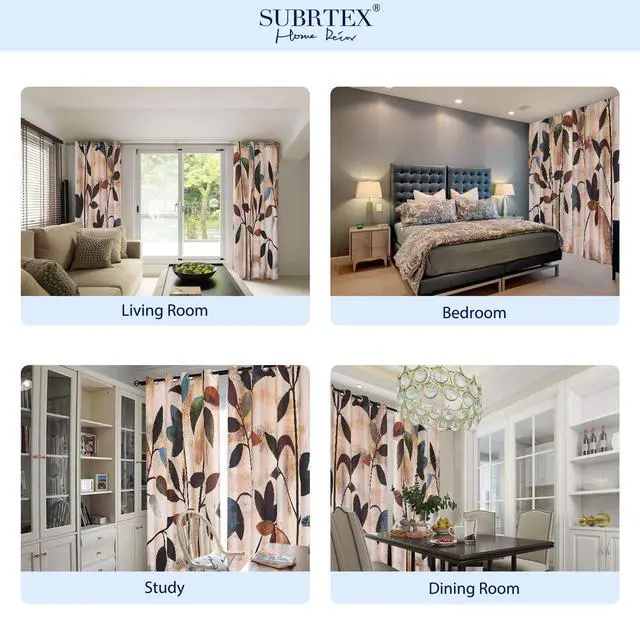 Alt view image 6 of 7 - Light Flitering Curtains 52Wx95L, Room Darkening Vibrant Floral Drapes, 50% Blackout, Semi Sheer Boho Farmhouse Curtains for Living Room, Brown