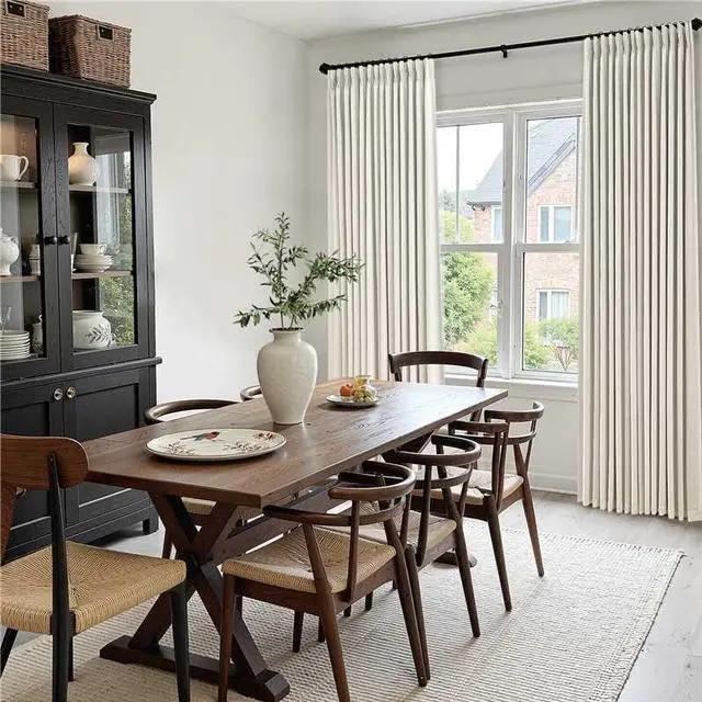 Alt view image 5 of 7 - 100% Blackout Pinch Pleated Curtains Linen 90 Inches Long for Bedroom 2 Panels Set Full Black Out Thermal Insulated Curtain Natural Boho Farmhouse Pinch Pleat Double Layer Room Darkening Drapes Cream