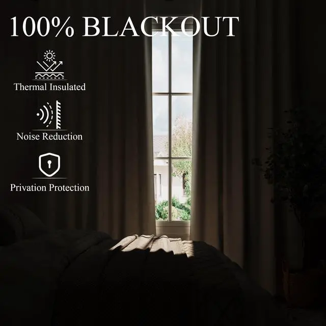 Alt view image 3 of 7 - 100% Blackout Pinch Pleated Curtains Linen 90 Inches Long for Bedroom 2 Panels Set Full Black Out Thermal Insulated Curtain Natural Boho Farmhouse Pinch Pleat Double Layer Room Darkening Drapes Cream