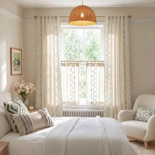 Alt view image 2 of 7 - Belrose Linen Curtains for Bedroom Floral Curtains 84 Inch Length Linen Blend Sage Green Embroidered Drapes Farmhouse Flower Patterned Drapes for Living Room Window Treatments Set 2 Panels