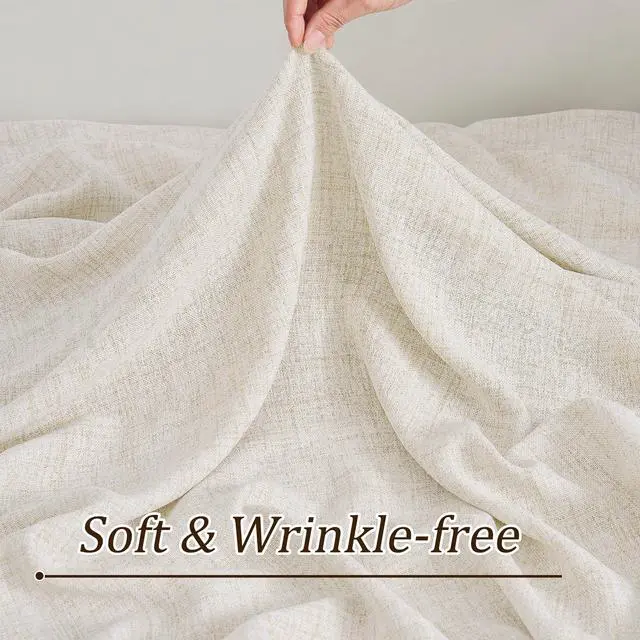 Alt view image 7 of 7 - Linen Pinch Pleated Curtains 90 Inches Long Set of 2, 42 Inch Wide Semi Sheer Light Filtering Drapes for Bedroom Living Room Home Decor,Back Tab Panels with Hooks,W42 x L90,Natural Color