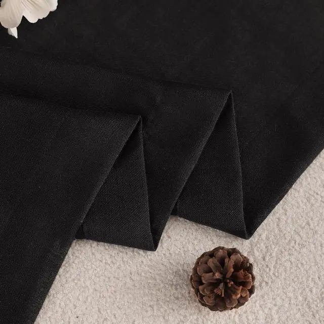 Alt view image 4 of 6 - Black Linen Curtains 102 inches Long for Bedroom Back Tab Light Filtering Privacy Semi Sheer Black Curtains Living Room Boho Rustic Farmhouse Cotton Textured Gauze Curtain 2 Panel Set