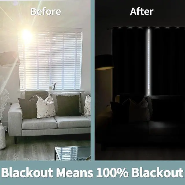 Alt view image 3 of 7 - Black Blackout Curtains for Bedroom - Black Out Curtains 63 Inch Long Thermal Insulated Grommet Total Room Darkening Window Drapes for Living Room, 2 Panels, 42 x 63 Inch