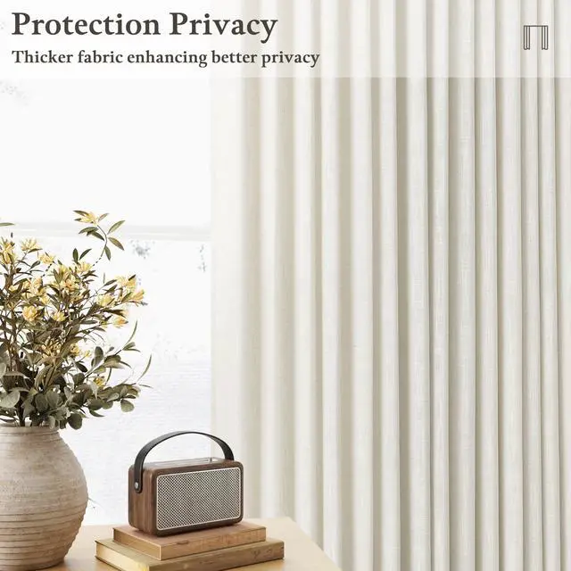 Alt view image 7 of 7 - Pinch Pleated 90 Inch Linen Curtains 2 Panels Set for Living Room Pinch Pleat Drapes Track System Memory Trained Light Filtering Semi Sheer Curtain 90 Inches Long for Dining Bedroom Office W50xL90