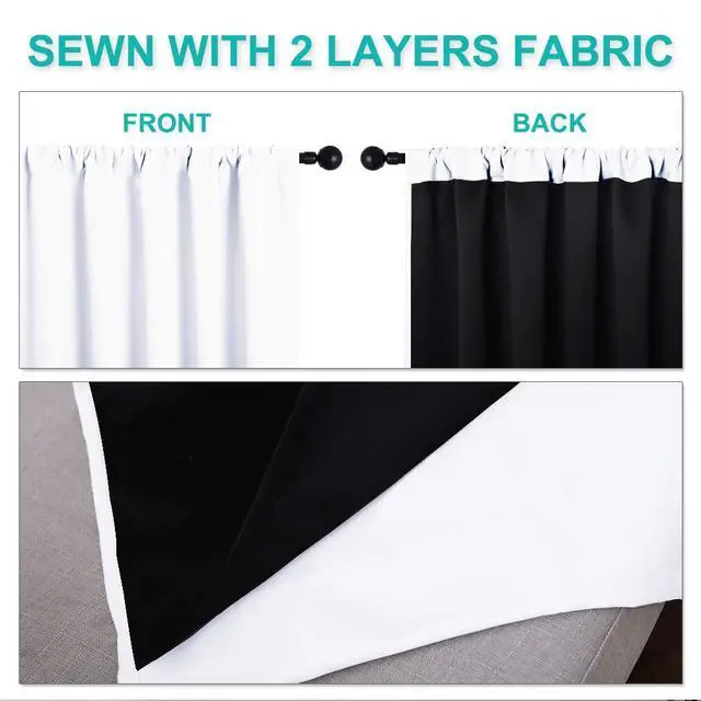 Alt view image 6 of 7 - Sturdy Full Shading Curtains for Windows, Super Heavy-Duty Black Lined Blackout Curtains for Bedroom, Privacy Assured Window Treatment (White, Pack of 2, 52-inch W x 95-inch L)