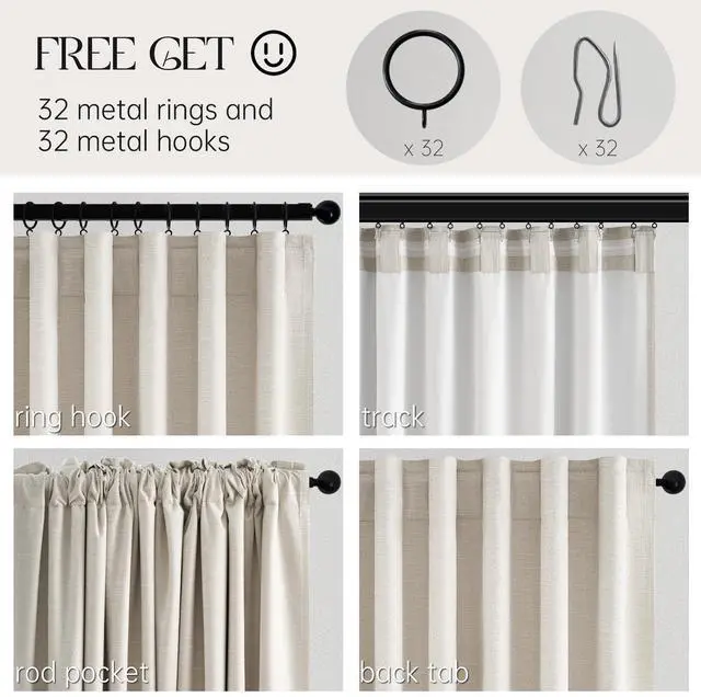 Alt view image 5 of 7 - 90 Inches Long Full Blackout Linen Curtains for Bedroom, Pinch Pleat Black Out Curtains, Viral Farmhouse Modern Lined Track Drapes 2 Panels Set for Living Room Sliding Door Winter