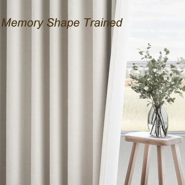 Alt view image 4 of 7 - 90 Inches Long Full Blackout Linen Curtains for Bedroom, Pinch Pleat Black Out Curtains, Viral Farmhouse Modern Lined Track Drapes 2 Panels Set for Living Room Sliding Door Winter