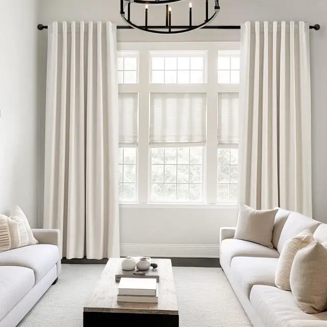 Alt view image 2 of 7 - 90 Inches Long Full Blackout Linen Curtains for Bedroom, Pinch Pleat Black Out Curtains, Viral Farmhouse Modern Lined Track Drapes 2 Panels Set for Living Room Sliding Door Winter