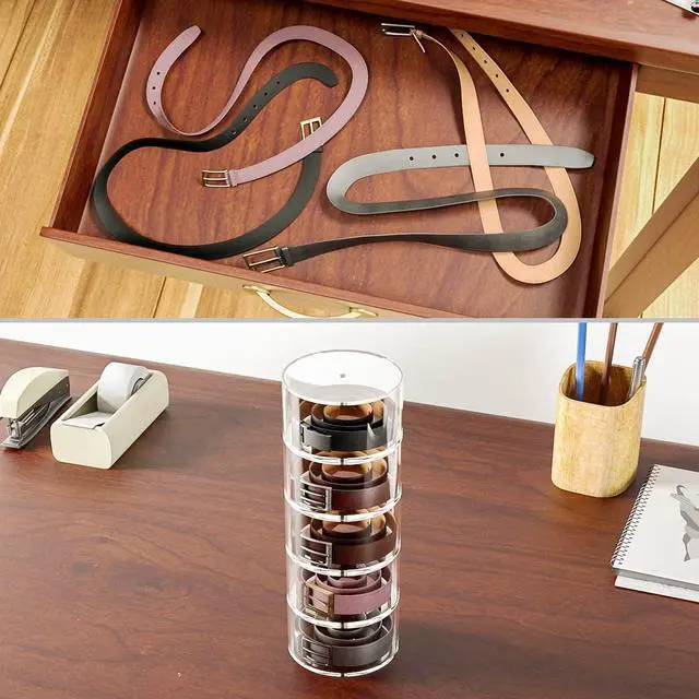 Alt view image 6 of 7 - Belt Organizer, Acrylic 10 Layers Belt Case Storage Holder and Display for Accessories like Jewelry,Watch,Bracelets