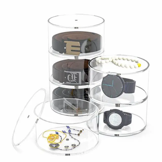 Alt view image 7 of 7 - Belt Organizer, Acrylic 10 Layers Belt Case Storage Holder and Display for Accessories like Jewelry,Watch,Bracelets
