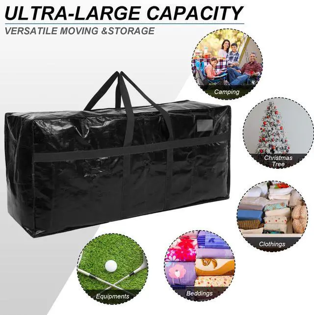 Alt view image 4 of 7 - 4 Pack 98 Gallon Extra Large Moving Bags XXL Heavy Duty Storage Bag with Strong Zipper Handle Jumbo Big Tote Box Foldable for College Dorm Travel Clothes Duffle Blanket Pillow(Black)